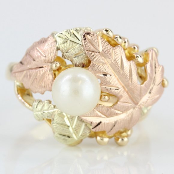 10k Tri-Tone Gold Black Hills Pearl Ring - Picture 2 of 8